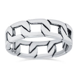 Link Chain Band Oxidized Ring Solid 925 Sterling Silver Thumb Ring (6mm)