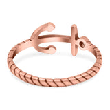 Anchor Band Oxidized Ring Solid 925 Sterling Silver Thumb Ring (8mm)