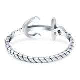 Anchor Band Oxidized Ring Solid 925 Sterling Silver Thumb Ring (8mm)