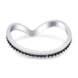 V Shaped Band Oxidized Ring Solid 925 Sterling Silver Thumb Ring (8mm)