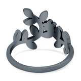 Leaves & Vines Band Oxidized Ring Solid 925 Sterling Silver Thumb Ring (14mm)