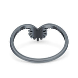 V Shaped Bali Oxidized Band Solid 925 Sterling Silver (8mm)