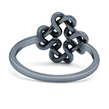 Dainty Braided Endless Celtic Knot Statement Oxidized Ring Band Solid 925 Sterling Silver Thumb Ring (12mm)