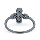 Celtic Cross Band Oxidized Ring Solid 925 Sterling Silver (12mm)