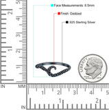 Silver Band Oxidized Ring Solid 925 Sterling Silver Knot Thumb Ring (6.5mm)