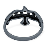 Eagle Moon Phase Band Oxidized Ring Solid 925 Sterling Silver Thumb Ring (12mm)