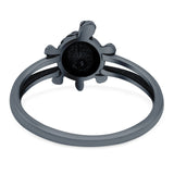 Turtle Band Oxidized Ring Solid 925 Sterling Silver Thumb Ring (12mm)