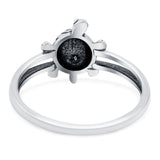 Turtle Band Oxidized Ring Solid 925 Sterling Silver Thumb Ring (12mm)