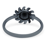 Sun Ring Oxidized Band Solid 925 Sterling Silver Thumb Ring (10mm)