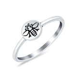 Midi Ring Bee Plain Band 6mm Oxidized Solid 925 Sterling Silver