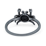Crab Band Ring Oxidized Solid 925 Sterling Silver (10mm)