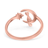 Cat On The Moon Start Rhodium Plated 925 Sterling Silver (12mm)