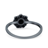 Sunflower Band Oxidized Ring Solid 925 Sterling Silver (9mm)