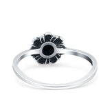 Sunflower Band Oxidized Ring Solid 925 Sterling Silver (9mm)