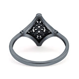 Star Band Oxidized Ring Solid 925 Sterling Silver (8mm)