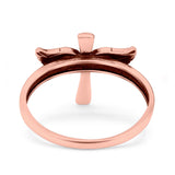 Cross Wings Ring Oxidized Band Solid 925 Sterling Silver Thumb Ring (13.5mm)