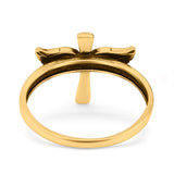 Cross Wings Ring Oxidized Band Solid 925 Sterling Silver Thumb Ring (13.5mm)