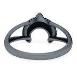 Moon Ring Oxidized Band Solid 925 Sterling Silver Thumb Ring (10mm)