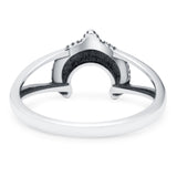 Moon Ring Oxidized Band Solid 925 Sterling Silver Thumb Ring (10mm)