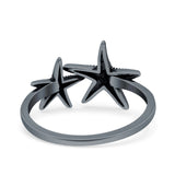Starfish Ring Oxidized Band Solid 925 Sterling Silver Thumb Ring (11.5mm)