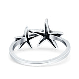 Starfish Ring Oxidized Band Solid 925 Sterling Silver Thumb Ring (11.5mm)