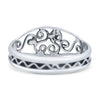 Classic Filigree Heart Artisan Trend Bali Oxidized Ring Band Solid 925 Sterling Silver Thumb Ring (7mm)