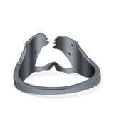 Skeleton Hands Ring Oxidized Band Solid 925 Sterling Silver Thumb Ring (6.8mm)