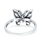 Butterfly Ring Oxidized Band Solid 925 Sterling Silver Thumb Ring (11.7mm)