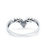 Deer Ring Oxidized Band Solid 925 Sterling Silver Thumb Ring (6mm)