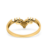 Deer Ring Oxidized Band Solid 925 Sterling Silver Thumb Ring (6mm)