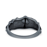 Mushroom Ring Oxidized Band Solid 925 Sterling Silver Thumb Ring (9.3mm)
