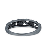 Flowers Ring Oxidized Band Solid 925 Sterling Silver Thumb Ring (4.7mm)