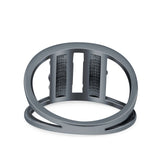Flowers Ring Oxidized Band Solid 925 Sterling Silver Thumb Ring (11.6mm)
