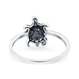 Turtle Ring Oxidized Band Solid 925 Sterling Silver Thumb Ring (12mm)