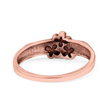 Daisies Plumeria Leaf Flower Ring Oxidized Band Solid 925 Sterling Silver Thumb Ring (6.5mm)