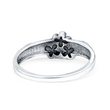 Daisies Plumeria Leaf Flower Ring Oxidized Band Solid 925 Sterling Silver Thumb Ring (6.5mm)