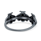 Bees Ring Oxidized Band Solid 925 Sterling Silver Thumb Ring (7.5mm)