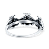 Bees Ring Oxidized Band Solid 925 Sterling Silver Thumb Ring (7.5mm)