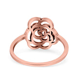 Rose Ring Oxidized Band Solid 925 Sterling Silver Thumb Ring (13mm)