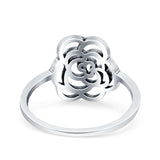 Rose Ring Oxidized Band Solid 925 Sterling Silver Thumb Ring (13mm)