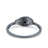 Eye Ring Oxidized Band Solid Black CZ 925 Sterling Silver Thumb Ring (6mm)