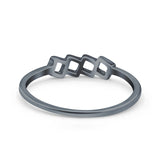 Four Square Eye Style Band Solid 925 Sterling Silver Thumb Ring (4mm)