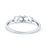 Four Square Eye Style Band Solid 925 Sterling Silver Thumb Ring (4mm)