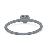 Heart Oxidized Ring Band Solid 925 Sterling Silver Thumb Ring (5mm)