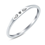Heart & Wings Ring Oxidized Band Solid 925 Sterling Silver Thumb Ring (2.2mm)