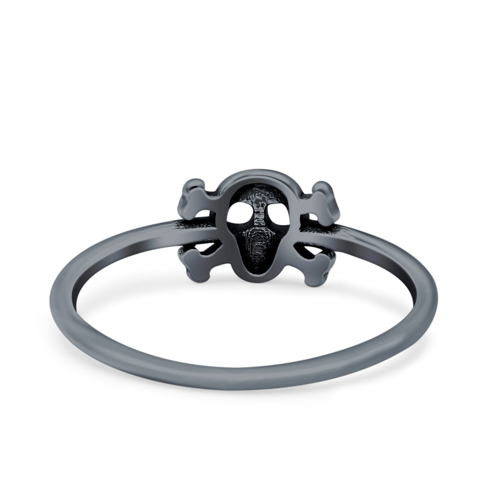 Skull Crossbones Ring Oxidized Band Solid 925 Sterling Silver Thumb Ring 6.2mm