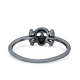 Skull & Crossbones Ring Oxidized Band Solid 925 Sterling Silver Thumb Ring (6.2mm)