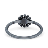 Daisy Band Oxidized Solid 925 Sterling Silver Thumb Ring (7mm)