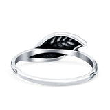 Leaf Ring Oxidized Band Solid 925 Sterling Silver Thumb Ring (7mm)