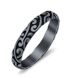 Filigree Ring Oxidized Band Solid 925 Sterling Silver Thumb Ring (3.7mm)